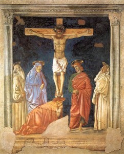 Crocifissione e santi, affresco staccato, cm. 355 x 285, biennio 1440-1441, Ospedale di Santa Maria Nuova, Firenze.
